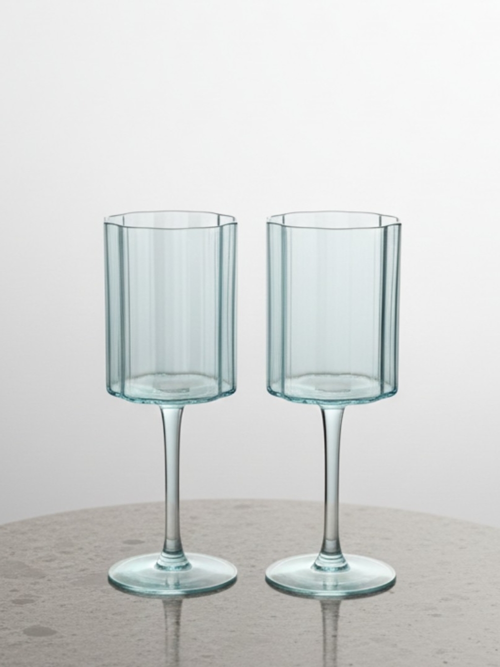 Blue-Tinted Tall Wine Glasses — Set of 2